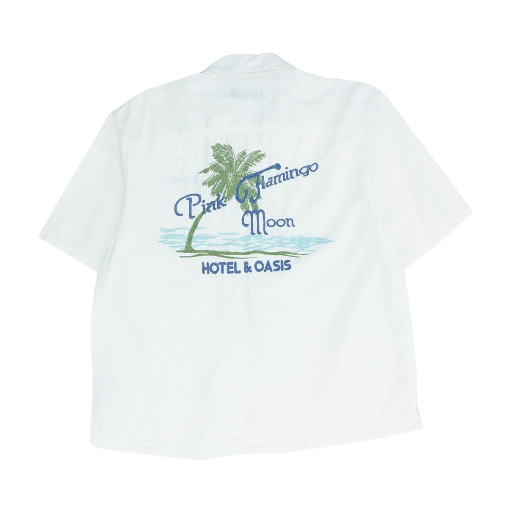 White Solid Short Sleeve Button Down
