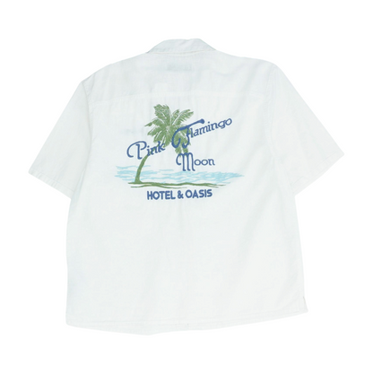 White Solid Short Sleeve Button Down