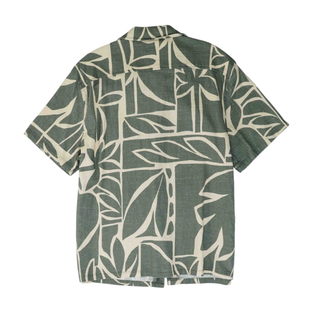 Green Graphic Short Sleeve Button Down