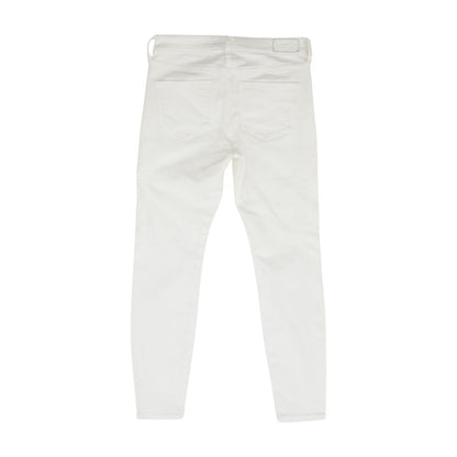 White Solid Mid Rise Jeans