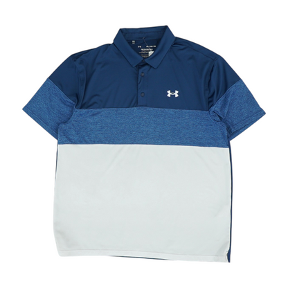 Blue Color Block Short Sleeve Polo