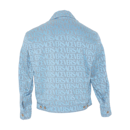 Blue Allover Print Denim Jacket