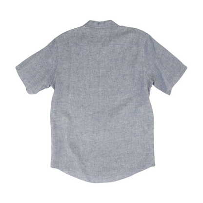 Blue Tall Solid Short Sleeve Button Down