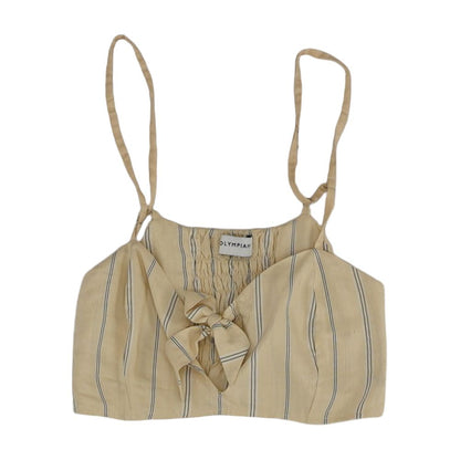 Beige Striped Sleeveless Blouse