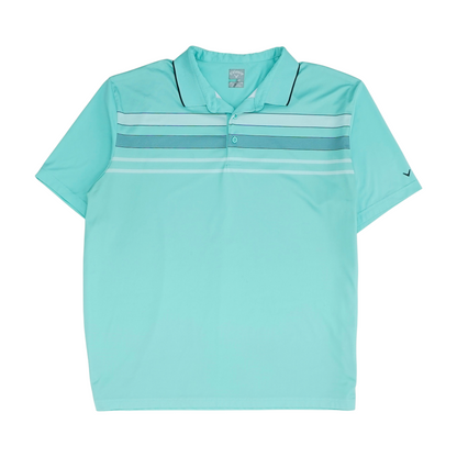 Green Striped Short Sleeve Polo