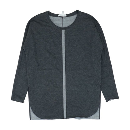 Gray Solid Crewneck Knit Top