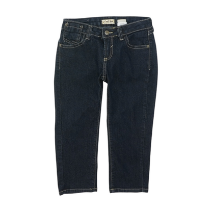 Blue Solid Denim Capris