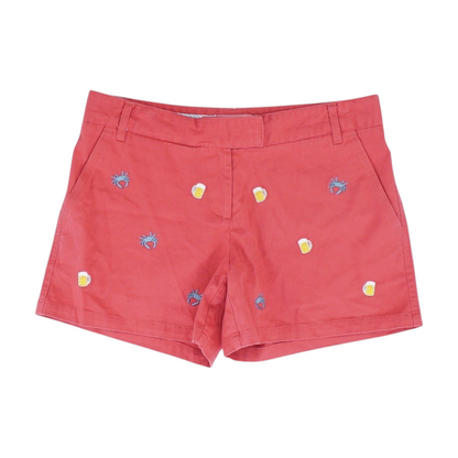 Red Print Chino Shorts