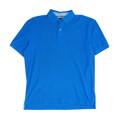 Blue Solid Short Sleeve Polo