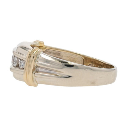 1/2 Ct 14K Two Tone Gold Gents Diamond Accented Arched Band