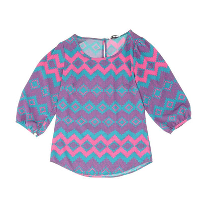 Pink Geometric 3/4 Sleeve Blouse
