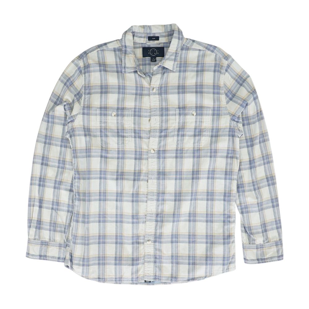 White Check Long Sleeve Button Down