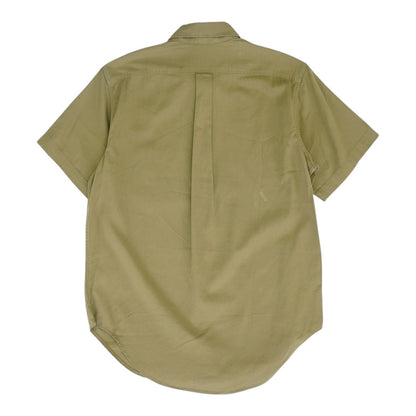 Green Solid Short Sleeve Button Down
