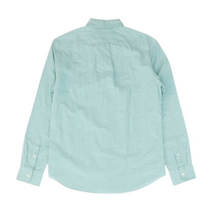 Green Solid Long Sleeve Button Down