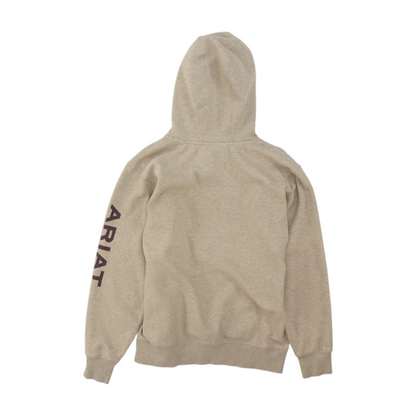 Beige Solid Hoodie Pullover