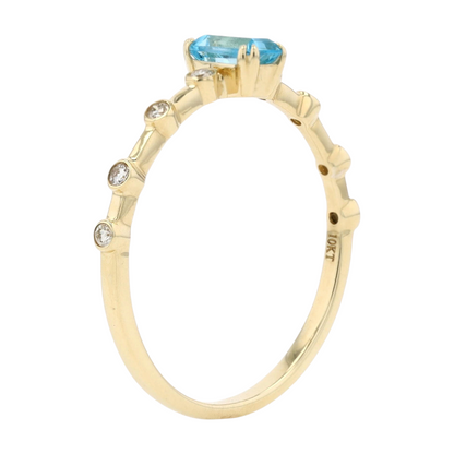3/8 ctw 10K Yellow Gold Blue Topaz Fashion Ring