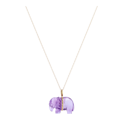 14K Yellow Gold Amethyst Pendant Necklace