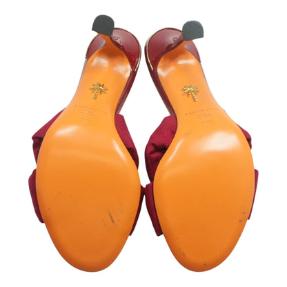 Red Sofia Fabric & Leather Mules