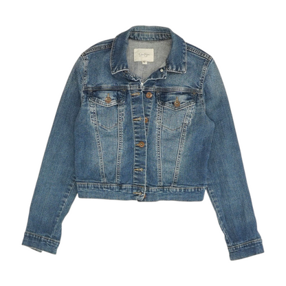 Blue Solid Denim Jacket