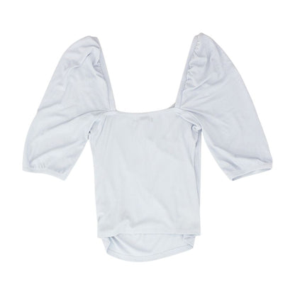 Blue Solid Long Sleeve Blouse