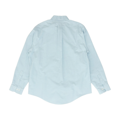 Blue Solid Long Sleeve Button Down