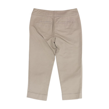Beige Solid Capri Pants