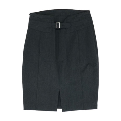 Charcoal Solid Midi Skirt
