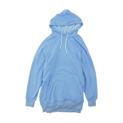 Blue Solid Hoodie Pullover
