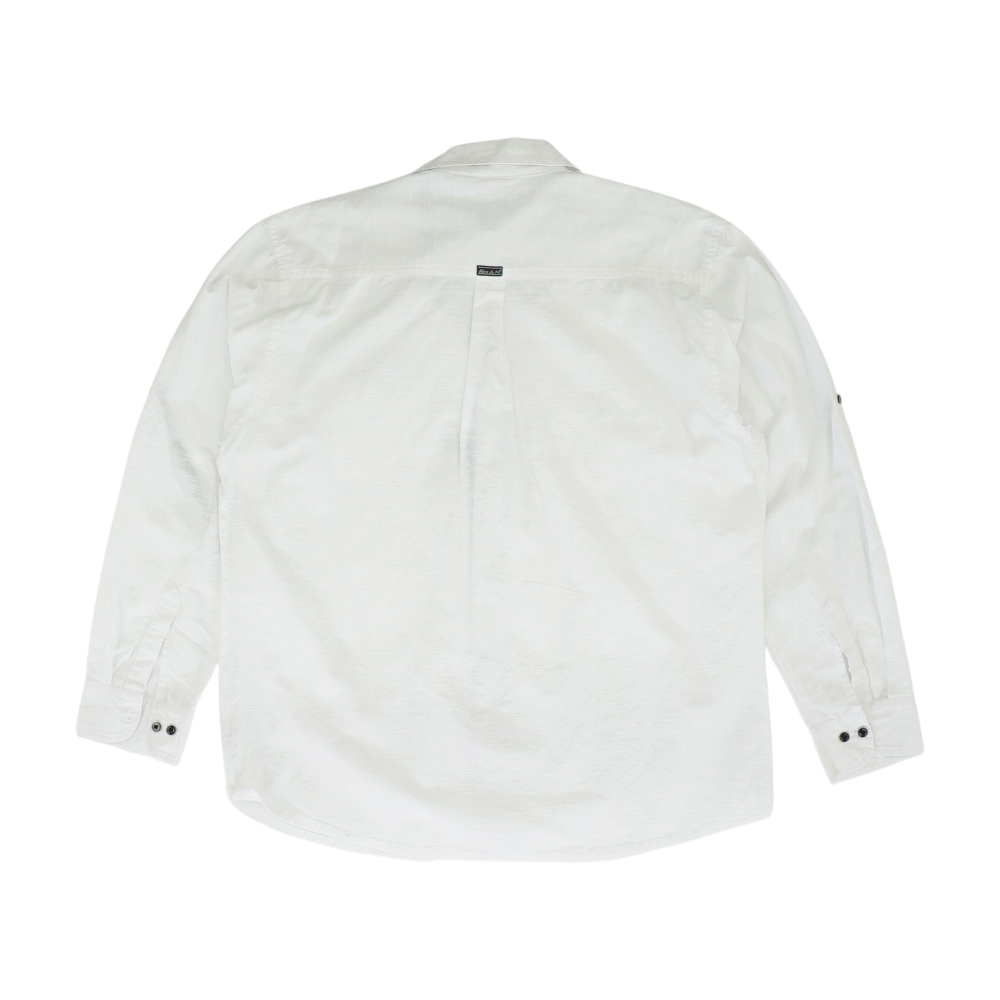 White Solid Long Sleeve Button Down