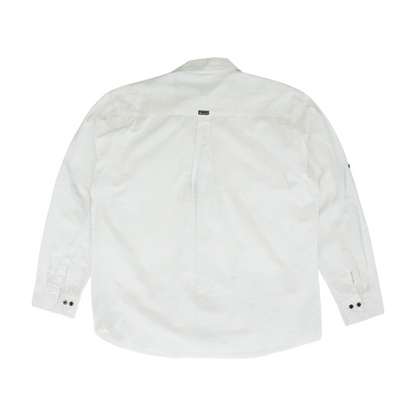 White Solid Long Sleeve Button Down