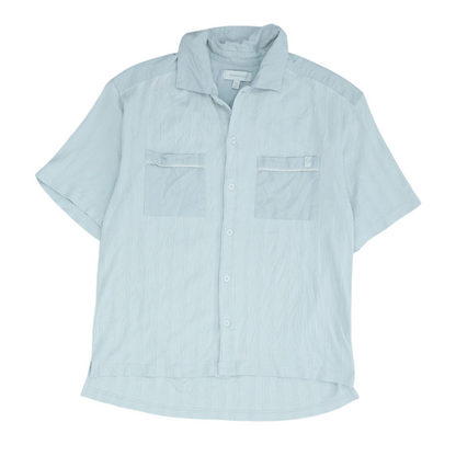 Gray Solid Short Sleeve Button Down
