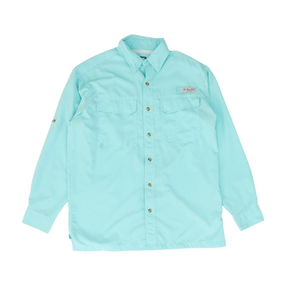 Blue Solid Outdoor Button Down