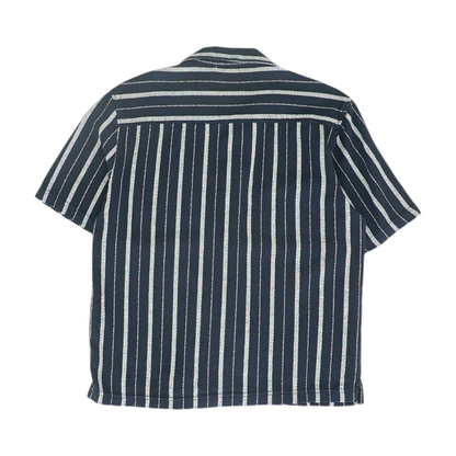 Navy Striped Short Sleeve Button Down