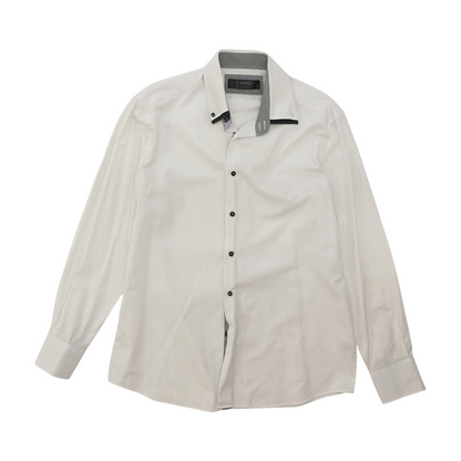 White Solid Long Sleeve Button Down