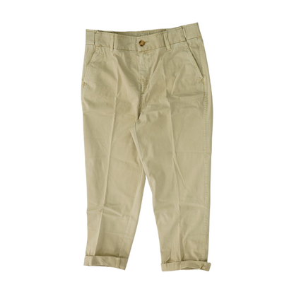 Beige Solid Chino Capris