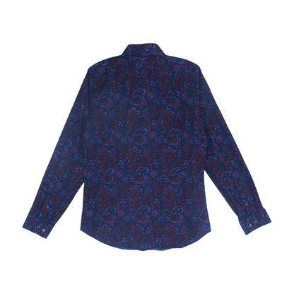 Navy Paisley Long Sleeve Button Down