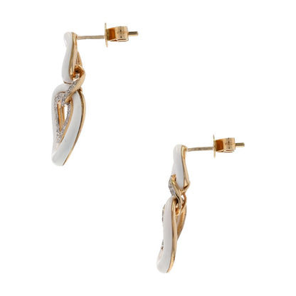 14K Gold Carved Agate Link And Diamond Accented Link Drop Earrings