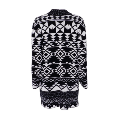 Black Abstract Cardigan Sweater