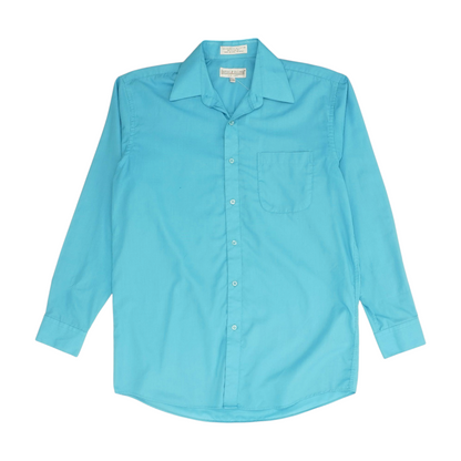 Turquoise Solid Long Sleeve Button Down