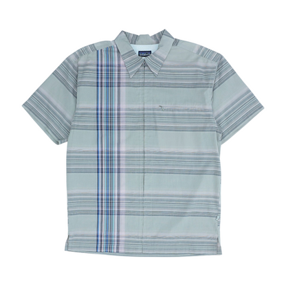 Green Striped Short Sleeve Button Down