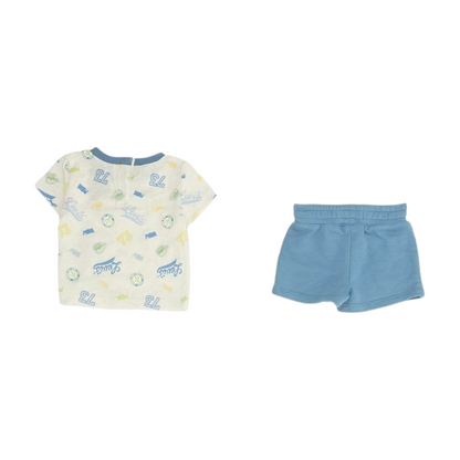 Gray Graphic Short Sleeve Set