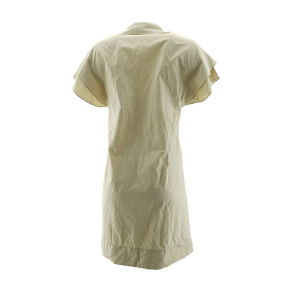 Beige Solid Mini Dress
