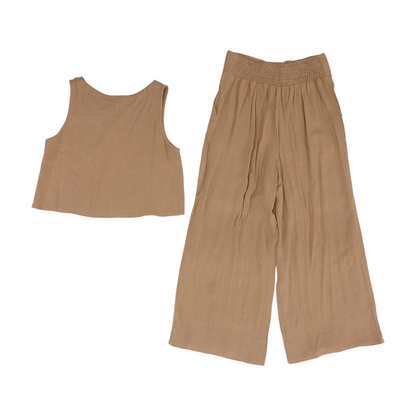 Tan Solid Pant Set
