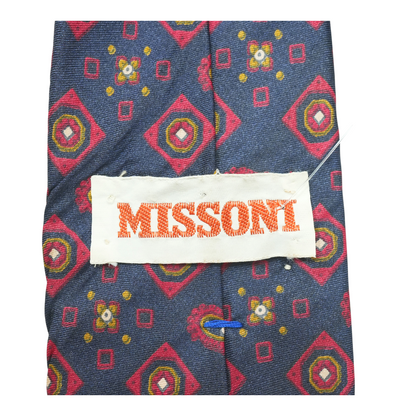 Vintage Navy Print Neck Tie