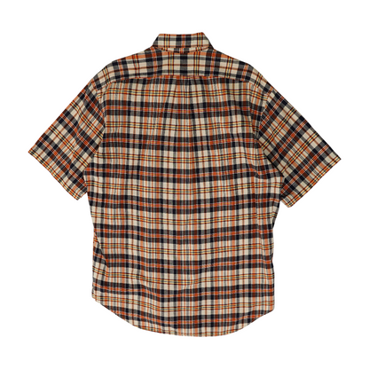 Orange Plaid Short Sleeve Button Down