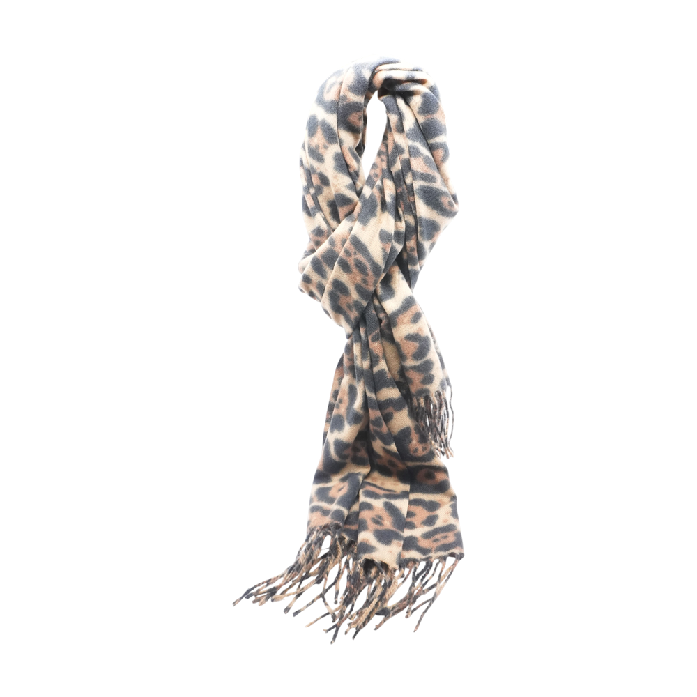 Brown Animal Print 100% Cashmere Scarf