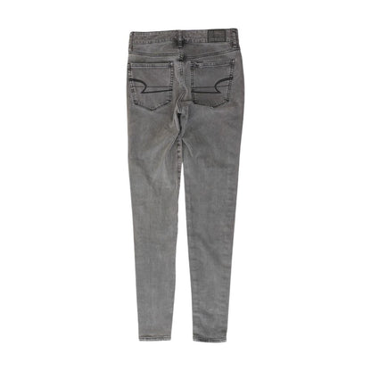 Gray Solid High Rise Jeans