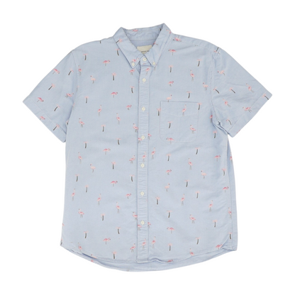 Blue Print Short Sleeve Button Down