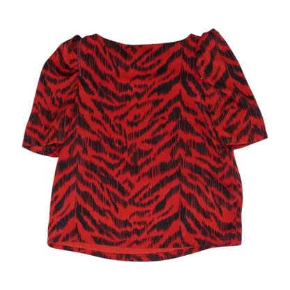 Red Graphic Short Sleeve Blouse