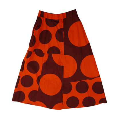 Orange Abstract Midi Skirt